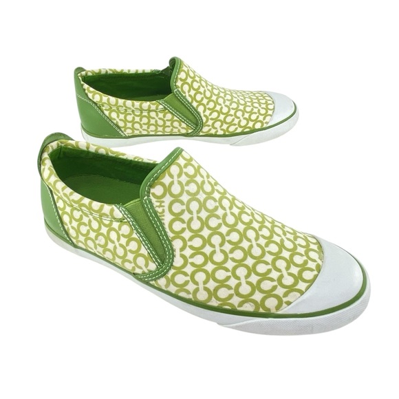 Coach Shoes - Coach Beale Green & White Slip-On Sneakers; 8B